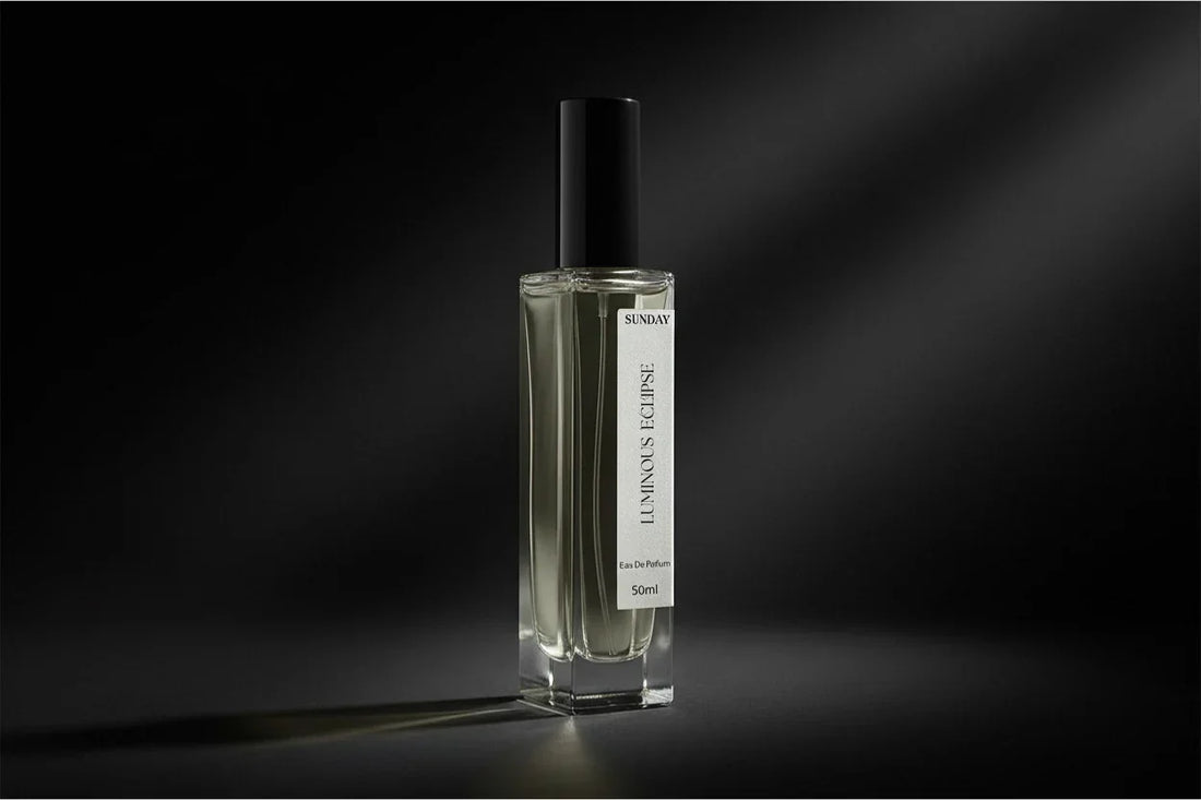 Perfume bottle with a dark background